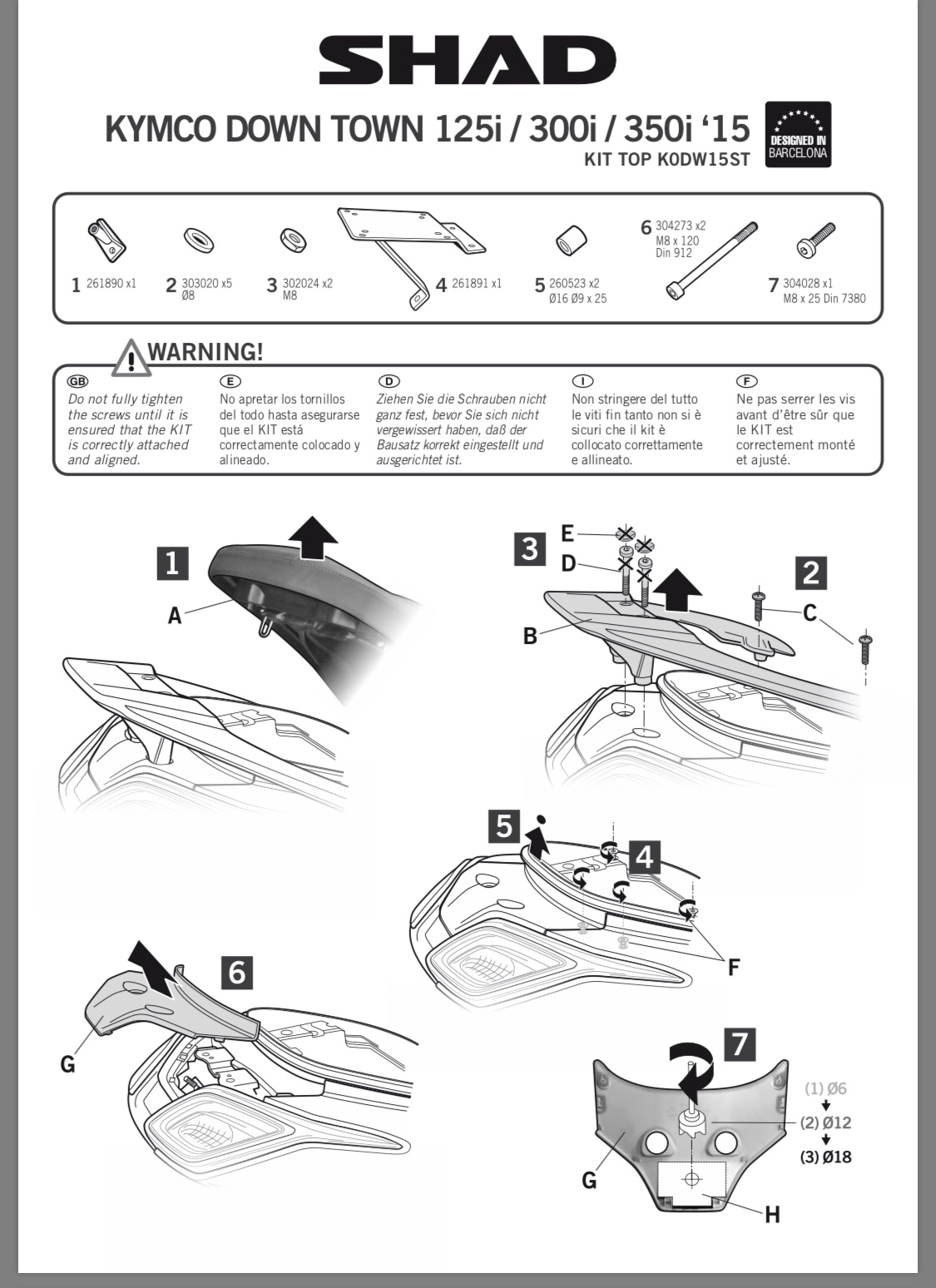 Kit respaldo shad Kymco Superdink 125 / 350 E4